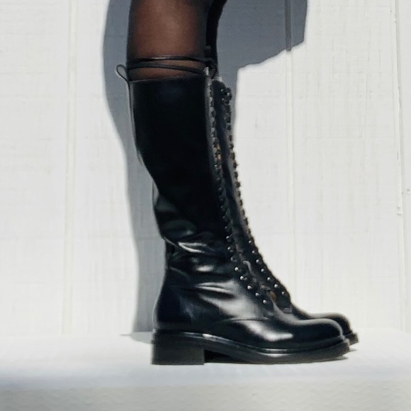 Frye Alice Black Lace Up Combat Boots 8 Tall NWT - Picture 11 of 16